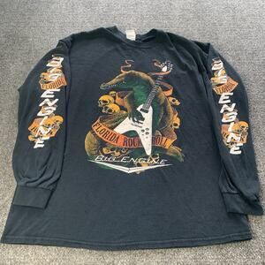 Vintage Florida Rock & Roll Shirt Mens XL Black Long Sleeve Alligator Big Engine